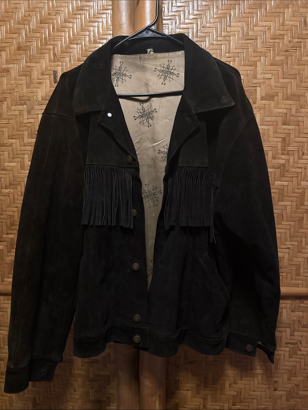 Vintage dark brown Suede leather Fringe western Jacket xl
